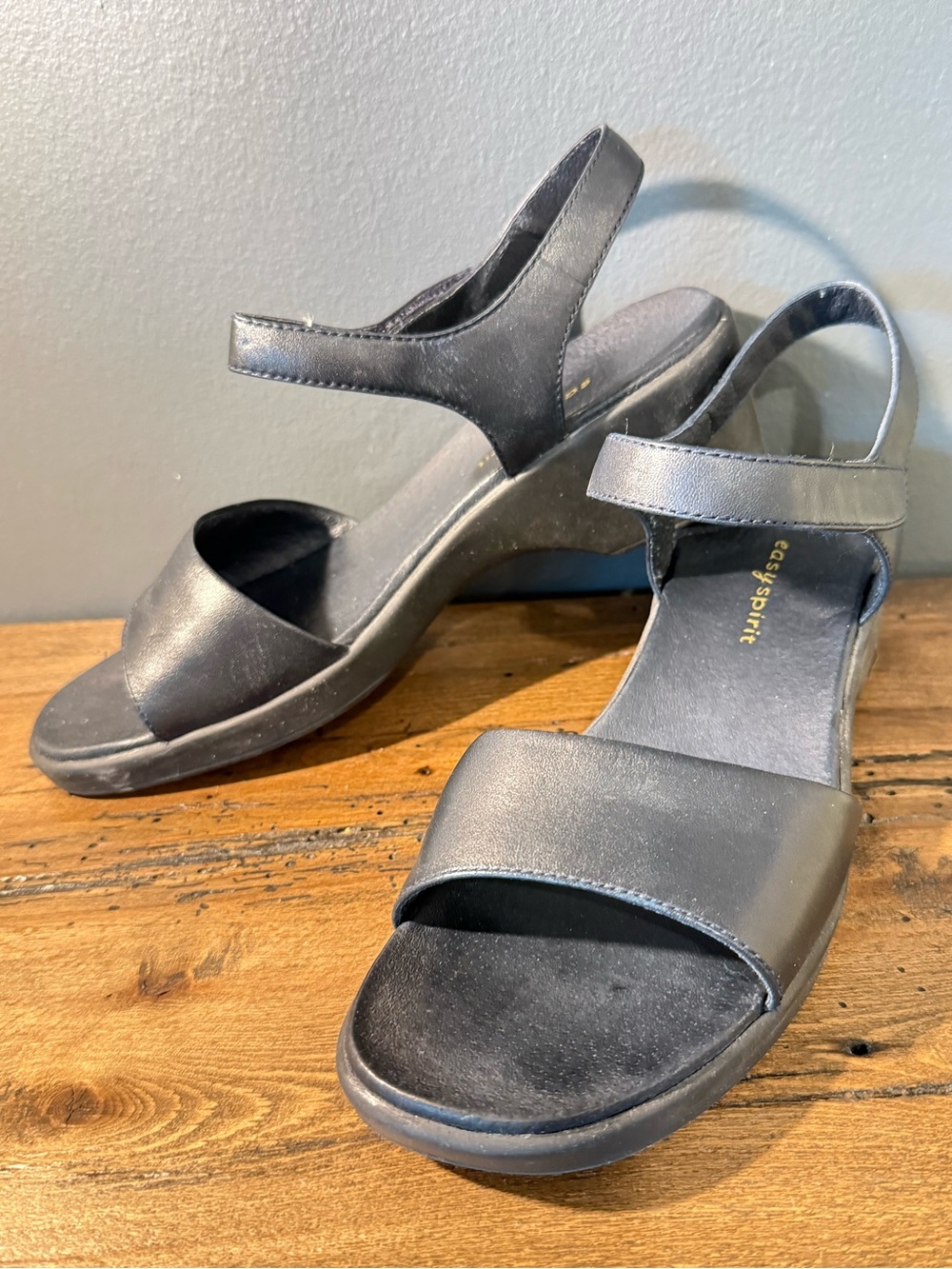 Easy Spirit Black Open-Toe Slingback Sandals